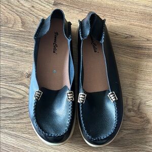 Black Leather Moccasins with Timeless Design
